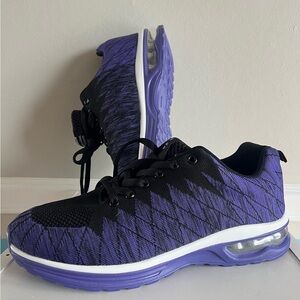 Black and Purple Athletic Shoes with Air Cushion